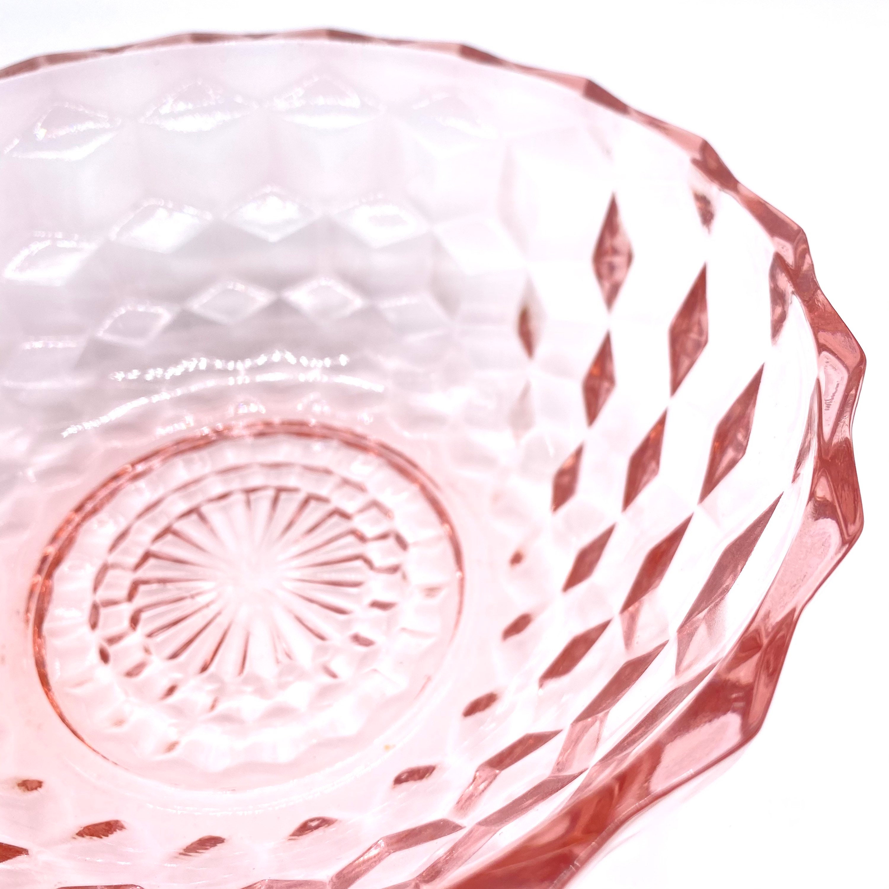 Vintage Pink Depression Glass Salad Bowl Cube / Cubist / Etsy
