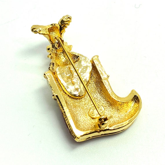Vintage - Enamel - Gold Tone - Christmas Pin / Br… - image 2