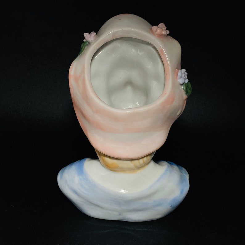 Hand Painted Ceramic Lady Head  Bust Planter Vintage
