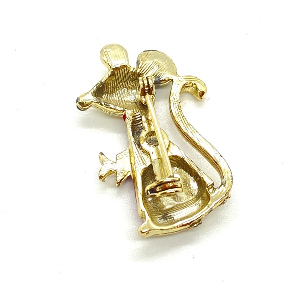 Vintage - Gold Tone -  Enameled Christmas Pin / B… - image 4