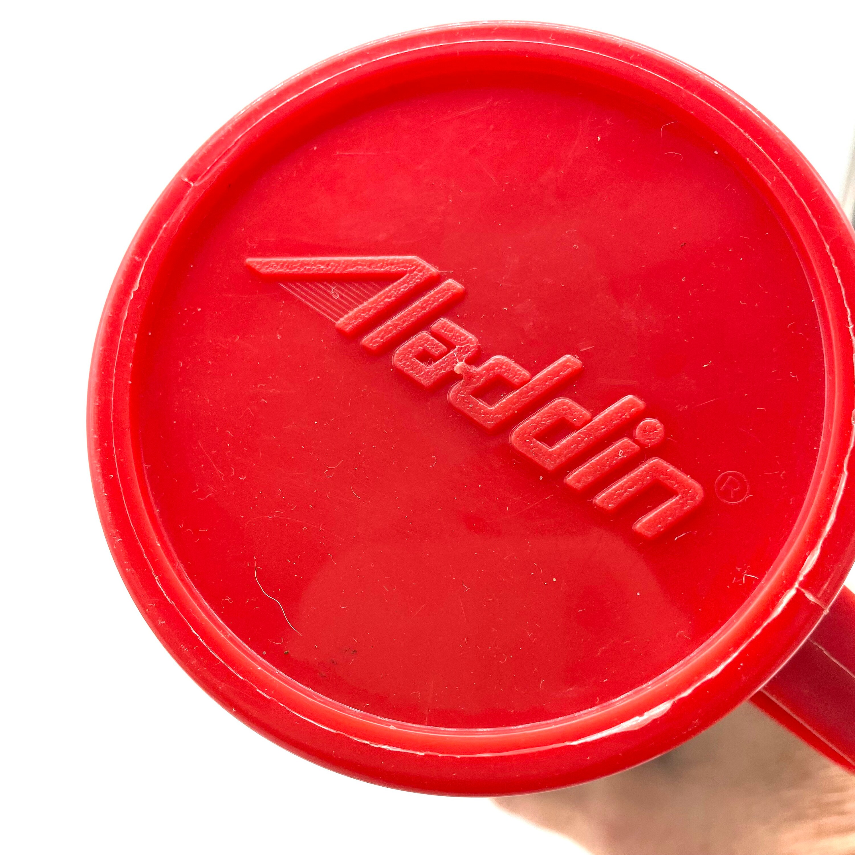 Vintage-red and Chrome Aladdin Industries One Quart Thermo King