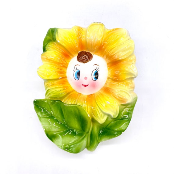 Vintage - 1960's - Anthropomorphic - Sunflower - Face - Wall