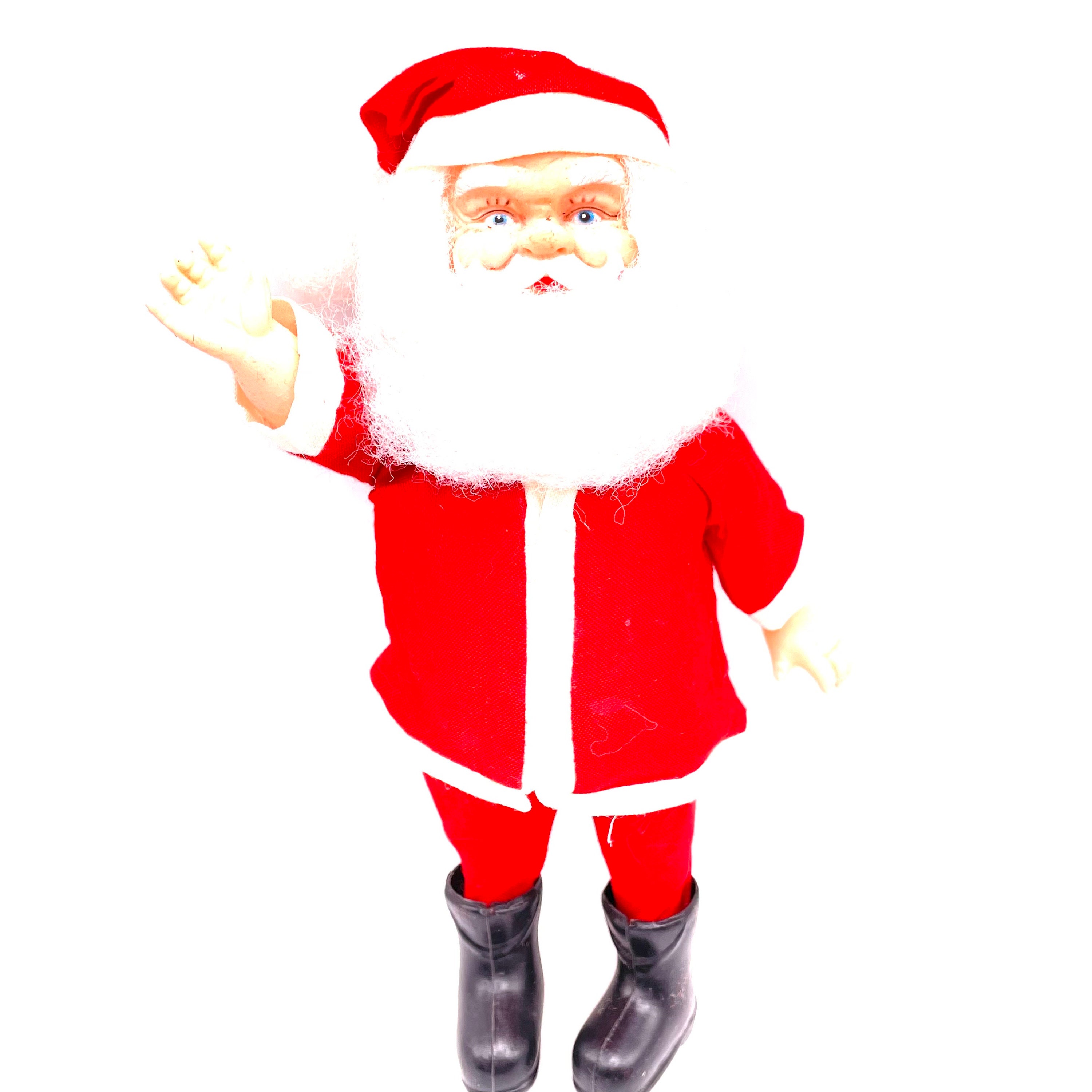 Vintage - 1960's Santa Claus Plastic Face & Hands - Doll - Red
