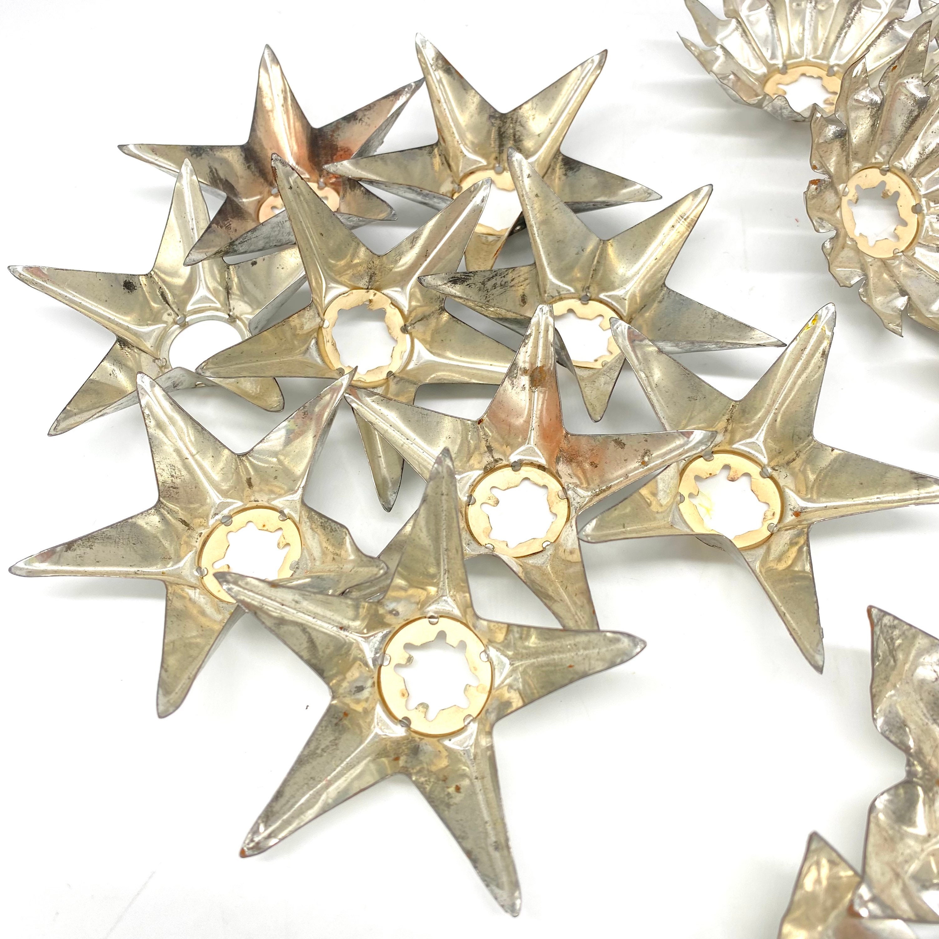 Vintage Lot de 17 réflecteurs de lumière Metal Star 3 étoiles différentes  sont incluses Très fort Pas fragile du tout Beau poids pour eux -   France