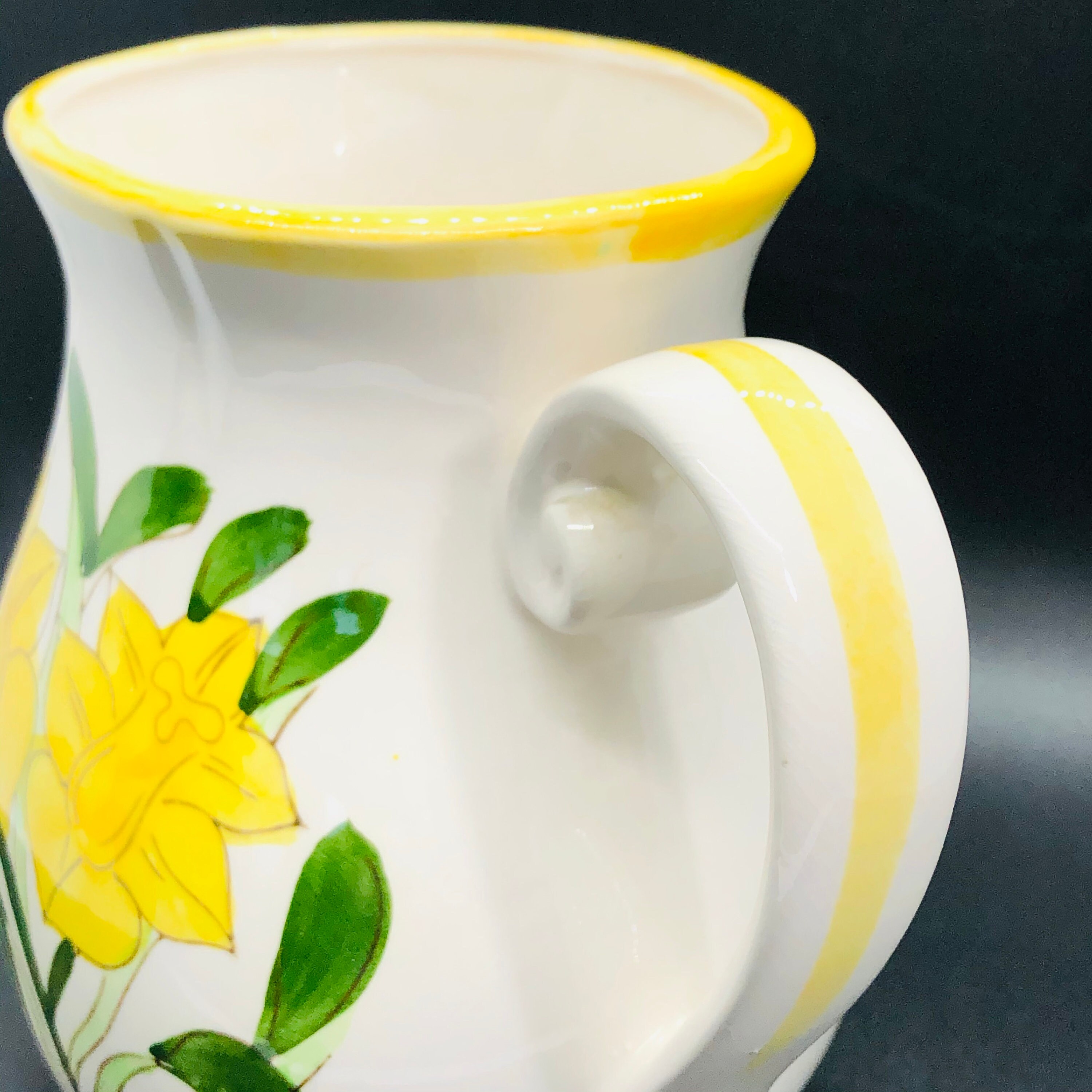 Vintage Ceramic Pitcher Yellow Flowers Giftwares Co Etsy