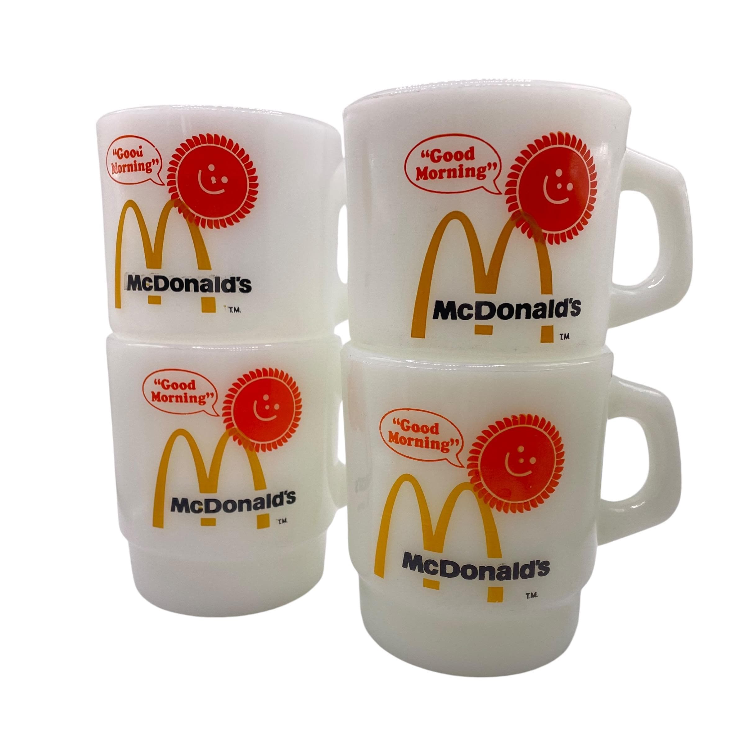 Vintage - Mcdonald's Collectible Milk Glass Stacking Mugs - Anchor