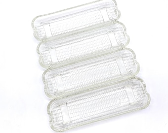 Vintage - Set of 4 - Clear Glass Corn on the Cob Dishes - Textured Dishes - Clear Corn Cob Dishes - Glass Corn on the Cob Holders