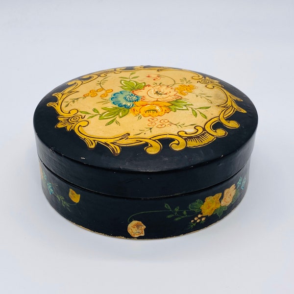 Vintage - Black Lacquerware Box - Alcohol Proof - Made in Occupied Japan - Paper Mache