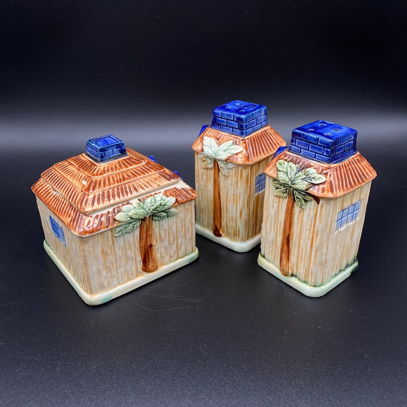 Vintage Ceramic Cottages Cruet Set Japanese Ceramic 3 Etsy