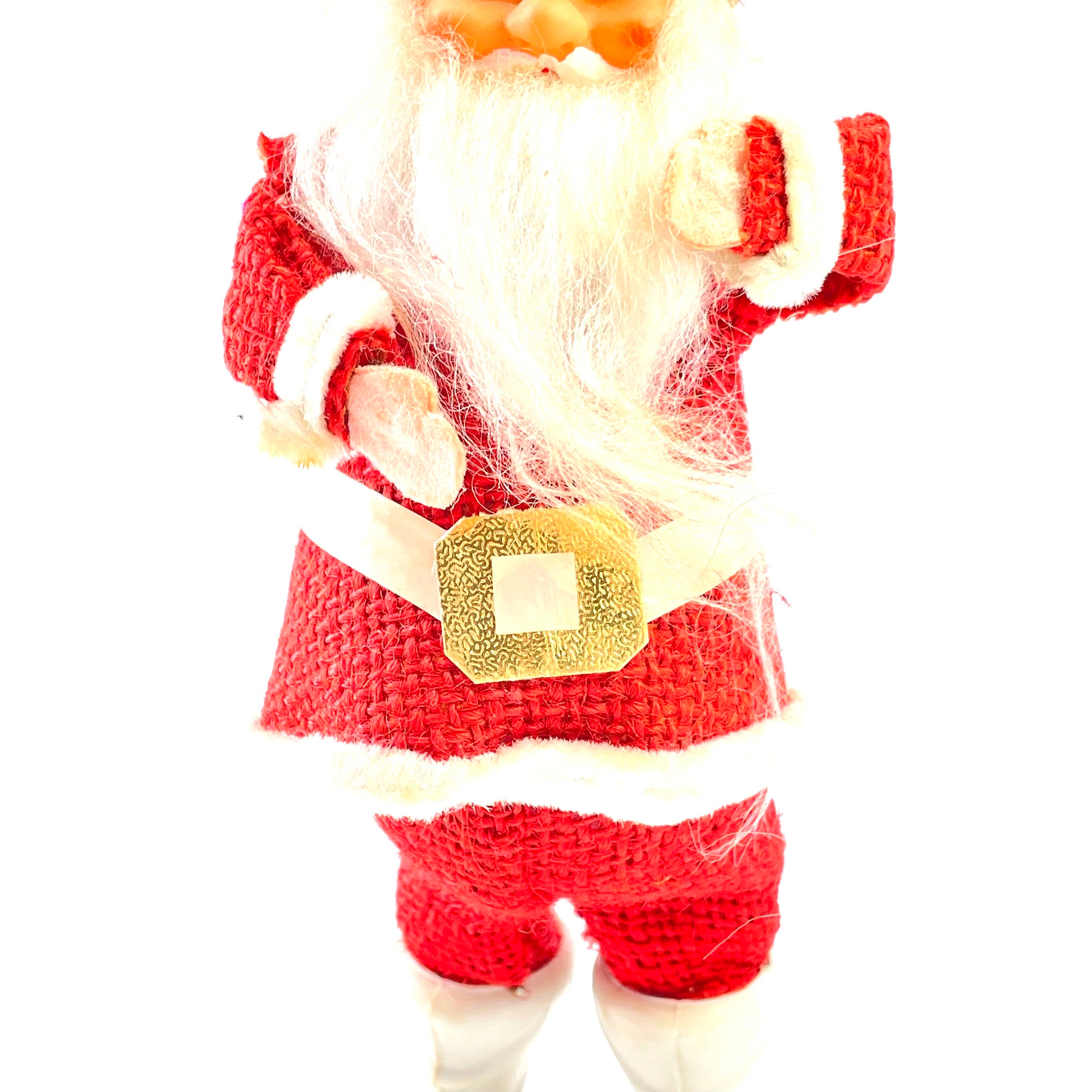 Vintage - Santa Claus Rubber Face Doll - Burlap Suit Plastic Boots