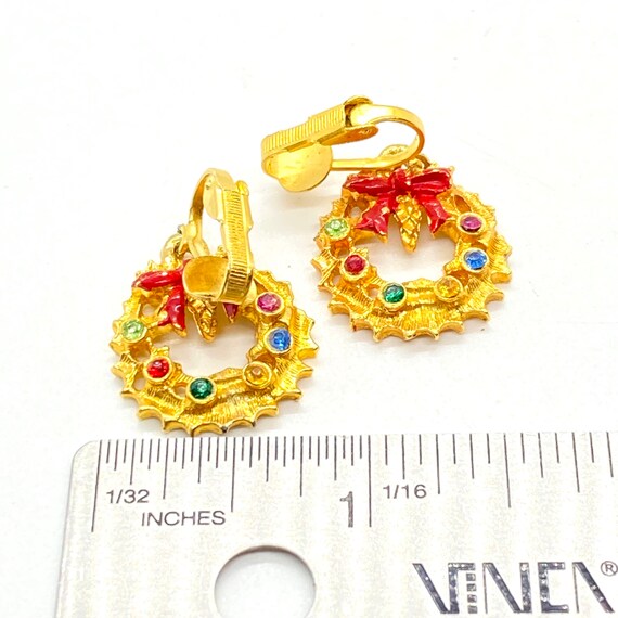 Vintage - Gold Tone - Christmas Clip On Earrings … - image 2