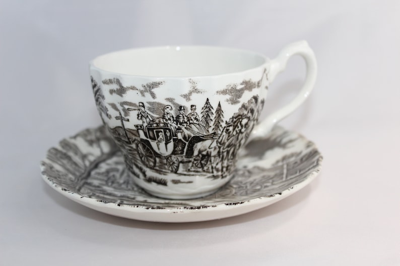 Mid Century Tea Cup and Saucer Royal Mail Made in England by Staffordshire Ironstone Ready to Ship