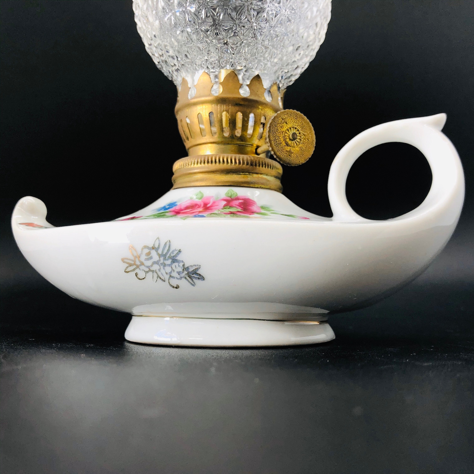 Vintage Finger Oil Lamp Made in Japan of Porcelain and Clear Etsy