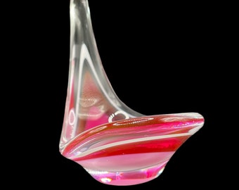 Vintage Paul Kedelv - Flygsfors Coquille Freeform Pink Glass Bowl - Swedish Mid Century Modern Art Glass - Scandinavian Biomorphic Design