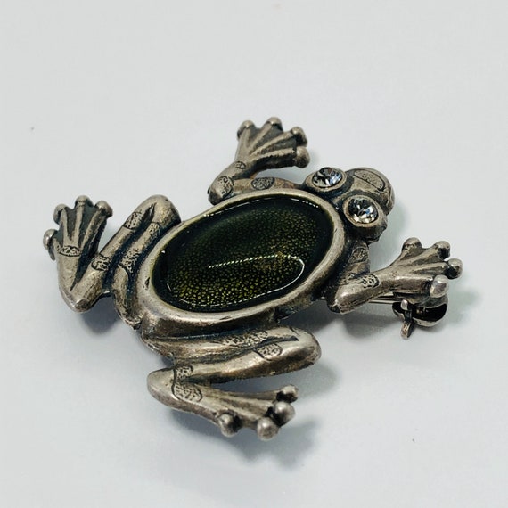 Silver 925 Jelly Belly Green Frog Pin / Brooch - image 4