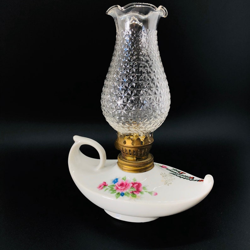 Vintage Finger Oil Lamp Made in Japan of Porcelain and Clear Etsy