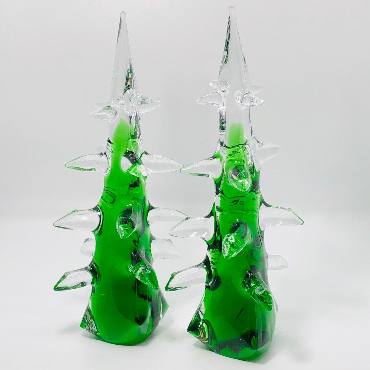 Pair of Vintage Murano Glass Christmas Trees Made in Italy Etsy