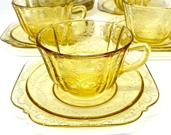 Vintage - 1930’s - Yellow Depression Glass by Federal Glass Company in the Madrid Pattern - Pieces Sold Seperately