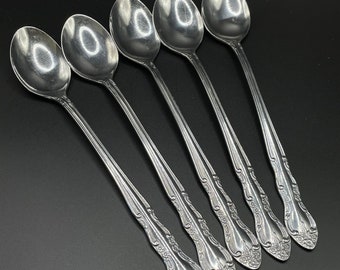 Vintage - Imperial International Stainless Flatware - Pattern IMI4 - Discontinued - Lot of 5 Iced Tea Spoons