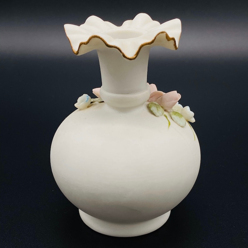 Bud Vase with Hand Applied Flowers Vintage Kelvin Fine China