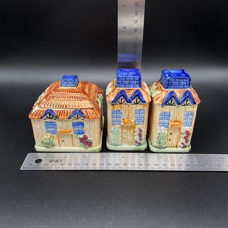 Vintage Ceramic Cottages Cruet Set Japanese Ceramic 3 Etsy