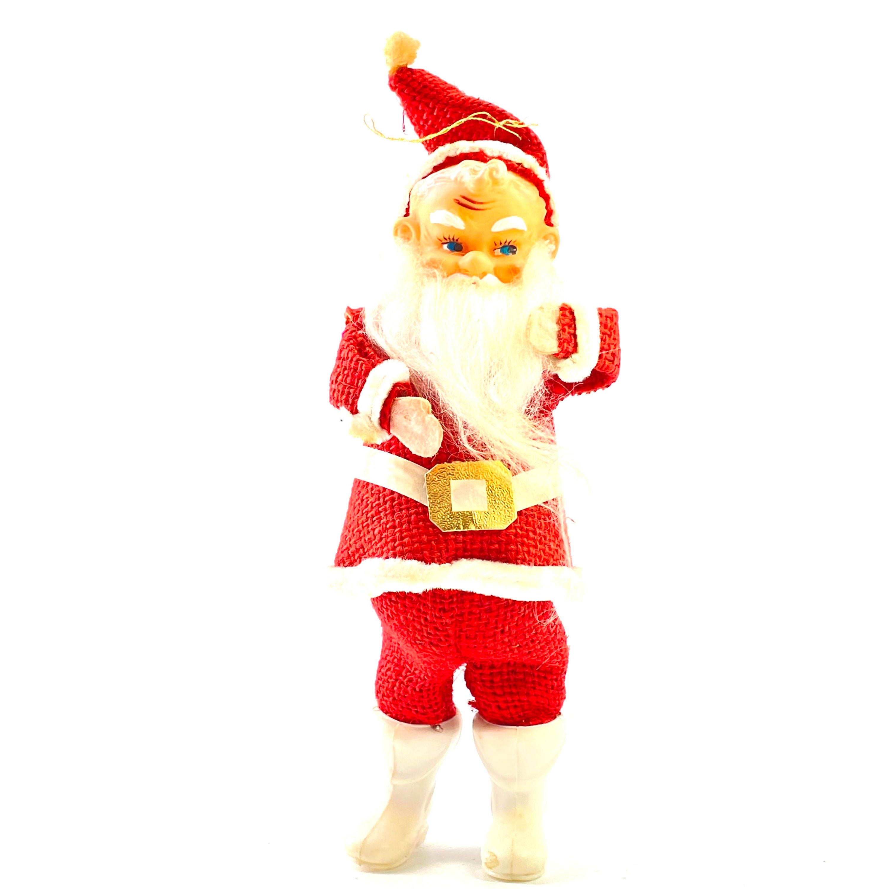Santas by Donna ビンテージ サンタクロース人形 ハンドメイド Vintage - Santa Claus Rubber Face Doll - Burlap Suit Plastic Boots