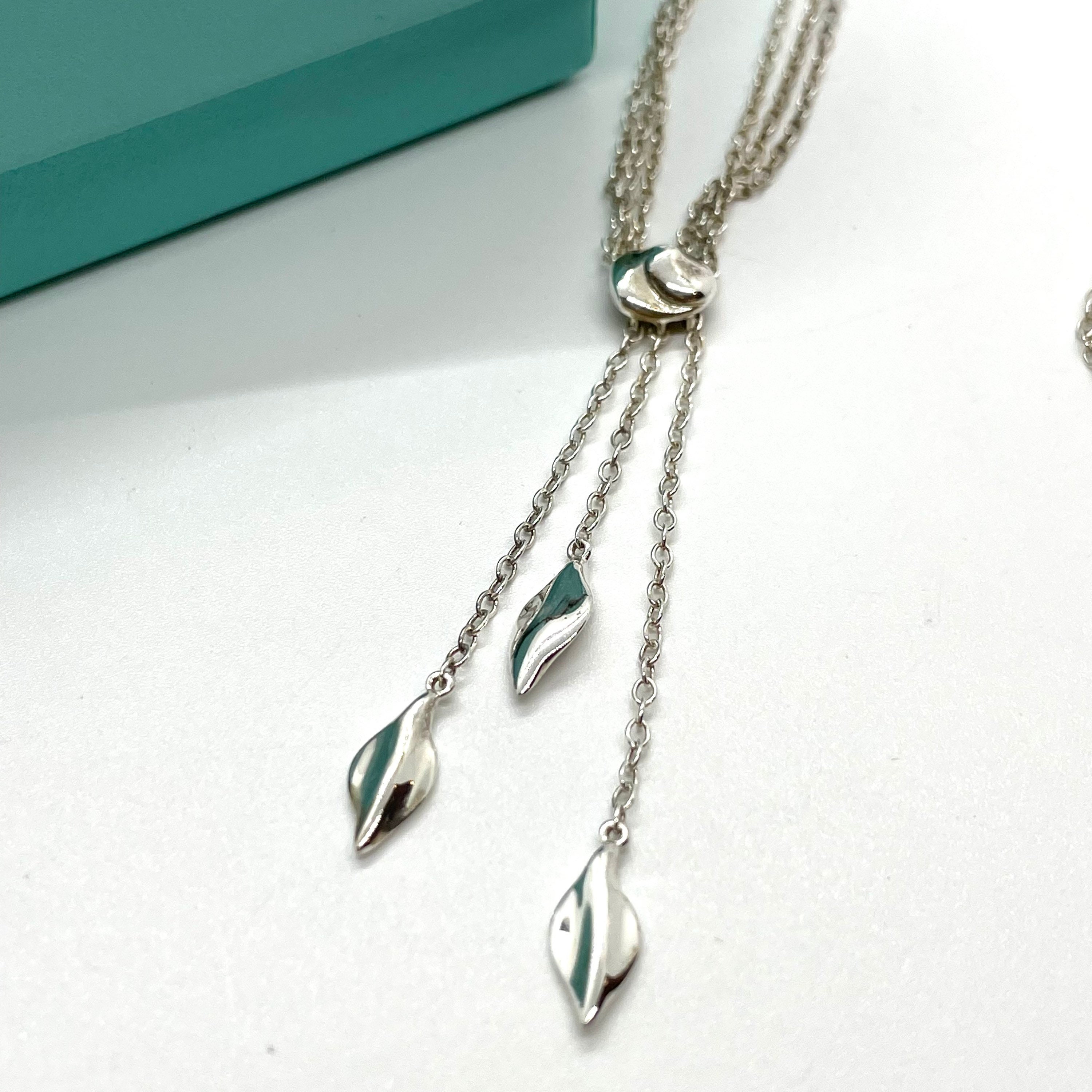 Tiffany and Co - Three Leaf Lariat Pendant Necklace -retired