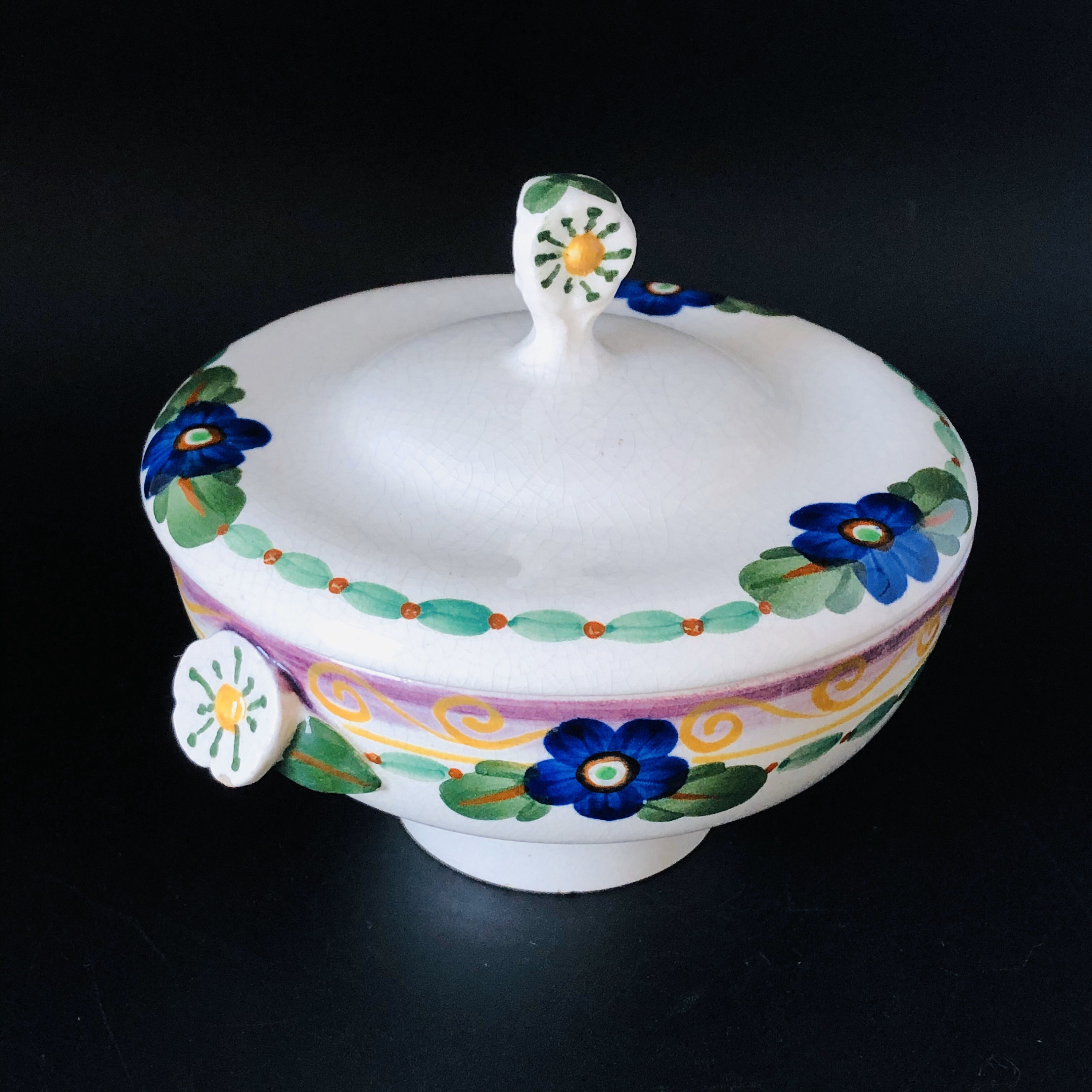 Vintage Hand Painted Ceramic Bowl with Lid Copenhagen Denmark Etsy
