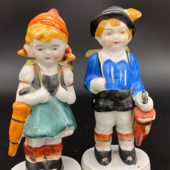 Vintage - Japanese - 1960's Porcelain Boy and Girl Figurines