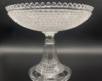 Vintage - EAPG - Ciotola di frutta con piedistallo in vetro trasparente - Art Deco - Val St Lambert - Vetro pressato americano precoce - 1940