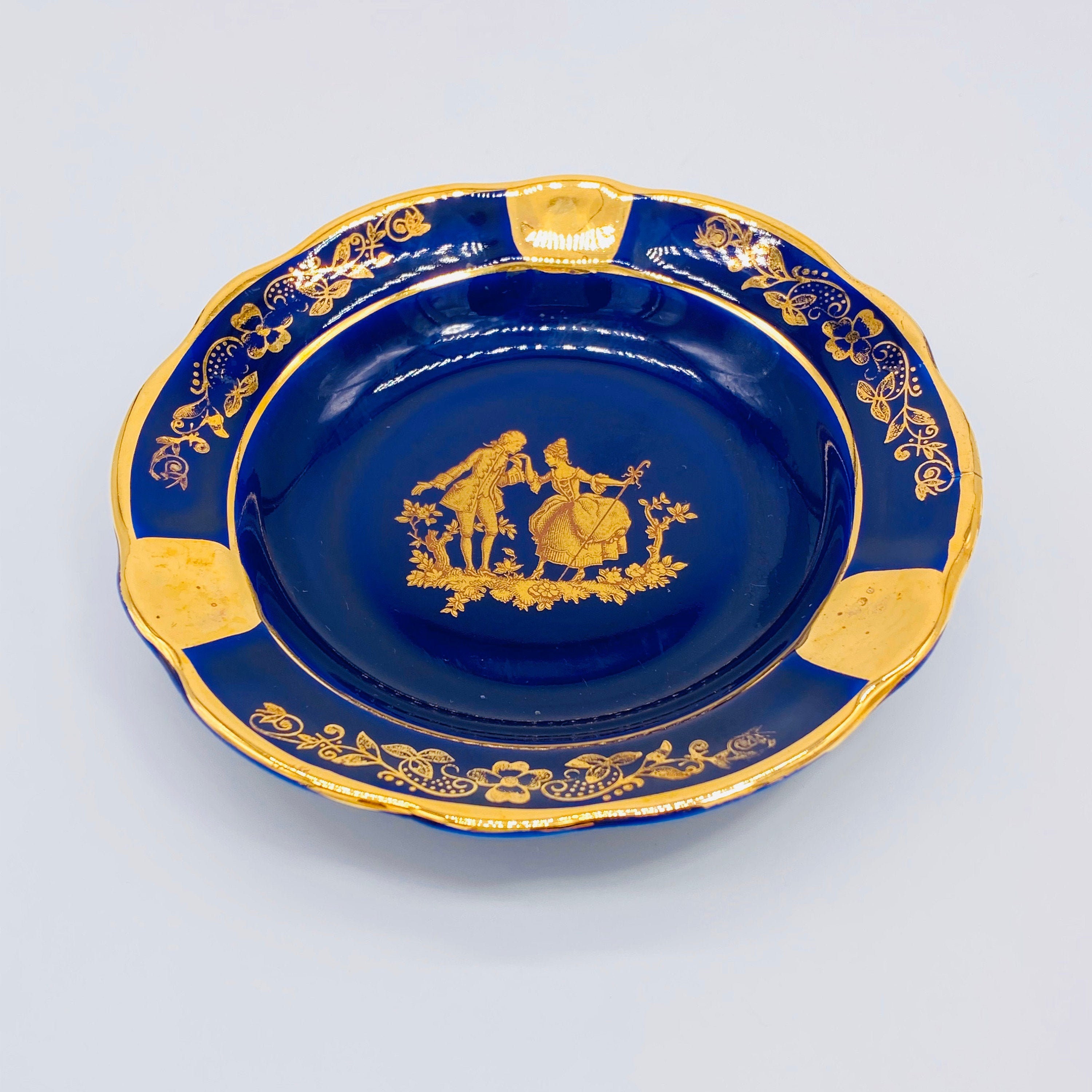 Vintage - Limoges Ashtray - Made in France - Cobalt Blue With