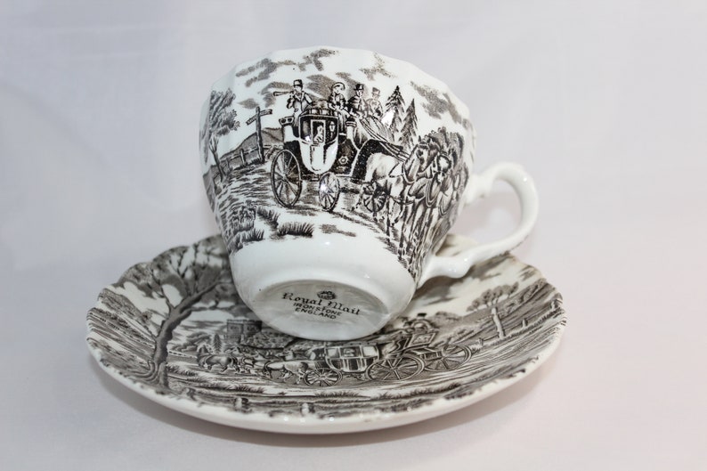 Mid Century Tea Cup and Saucer Royal Mail Made in England by Staffordshire Ironstone Ready to Ship