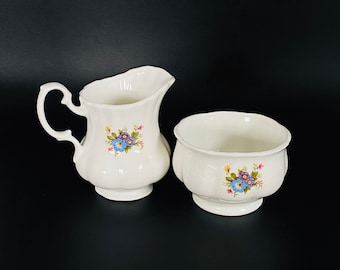 Vintage - Fine Bone China - Jubilee China - England - Floral - Creamer and Sugar Bowl Set