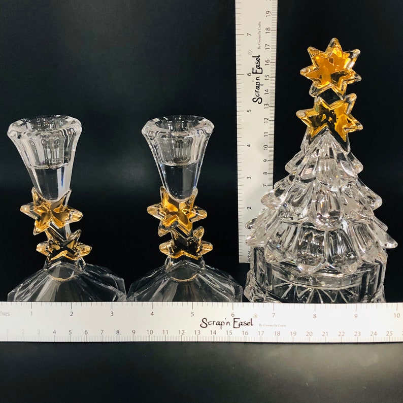 Vintage Mikasa Crystal Golden Stars Christmas Tree Candy Etsy