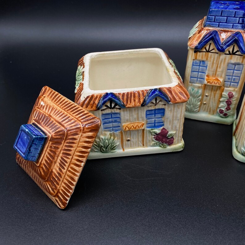 Vintage Ceramic Cottages Cruet Set Japanese Ceramic 3 Etsy