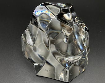 Vintage - Val St. Lambert Cut Crystal Organic Form Paperweight - Signed by Artist - Val St. Lambert - Clear Glass