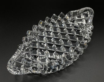Vintage - Unique Clear Glass - Crystal - Oval - Celery / Relish Dish - Sawtooth Edge - Exquisite Piece of Crystal