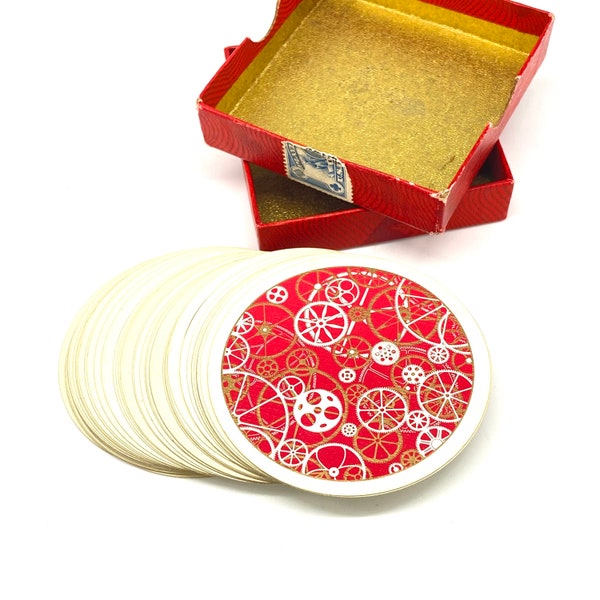 Vintage - John Waddingtons -  Rondo Circular Playing Cards - Red - Table Game - Made in England - 1950's