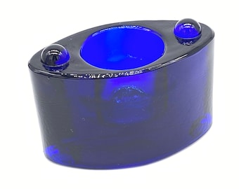 One Vintage Votive Candle Holder in Cobalt Blue - 1990’s Design Idea