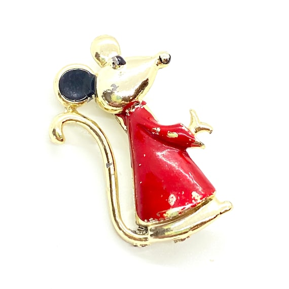 Vintage - Gold Tone -  Enameled Christmas Pin / B… - image 2