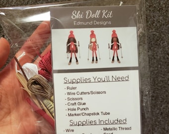 Ski Doll Kit/ Ski Doll Ornament Kit/ Bendy Doll Kit/ Doll Kit/ Ornament Kit/ DIY Doll/ DIY Black Doll