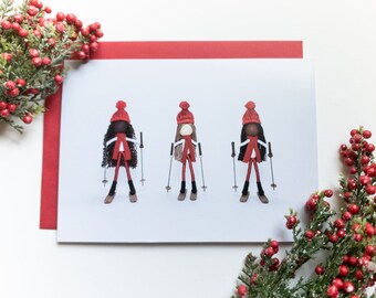 Ski Girl Holiday Card / Christmas Card / Ski Card / Inclusive Holiday Card /