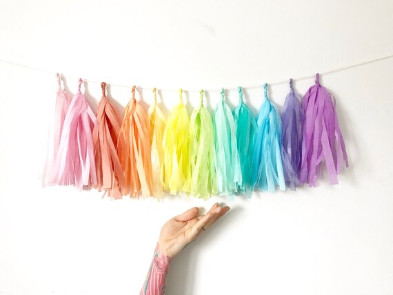 Pastel Rainbow Mini Tassel Garland 1st Birthday Unicorn Etsy