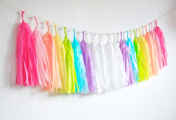Unicorn Rainbow Tassel Garland - Nursery Decor, First Birthday Party, high chair banner, My Little Pony, Baby Shower, Neon and Pastel Il_570xn
