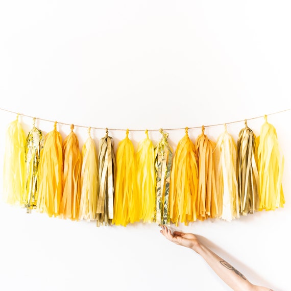 Yellow and Gold Tassel Garland - You Are My Sunshine 1st Birthday Banner, Neutral Baby Shower Ideas, Lemonade Sunflower Bumblebee Il_570xn