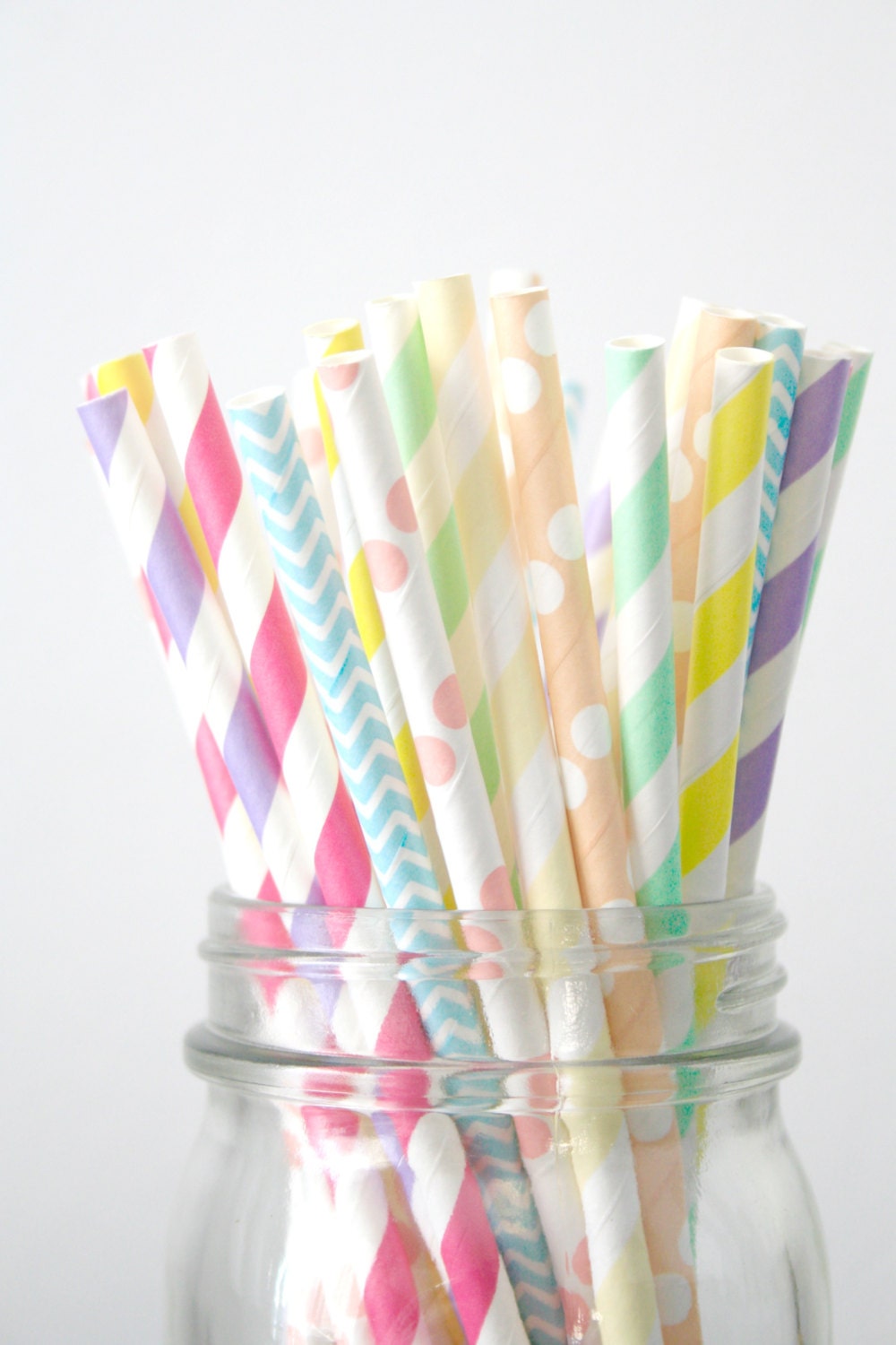 Paper Straws . Pastel Rainbow with Neon Pink . Wedding Decor Etsy