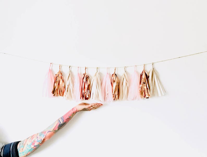 Blush Rose Gold And Champagne Shimmer Mini Tassel Garland Etsy Blush Rose Gold And Champagne Shimmer Mini Tassel Garland Etsy