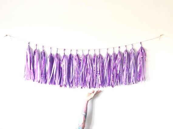 Purple Iridescent Sparkle Garland -Princess High Chair Banner,Unicorn 1st Birthday Decorations, Mermaid Girl Baby Shower, Bachelorette Party Il_570xn