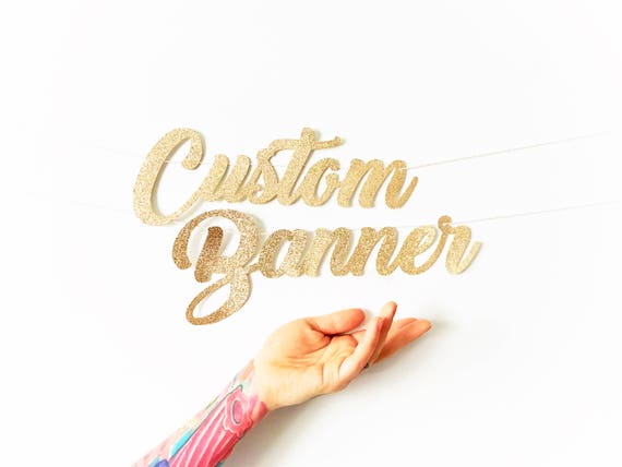 Custom Banner Rose Gold Glitter Party Garland Bachelorette