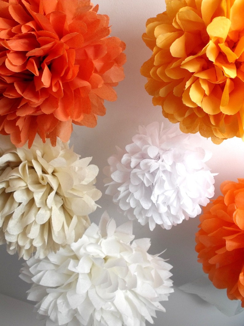 Pumpkin Spice Paper Pompoms Fall Wedding Decor Thanksgiving Etsy